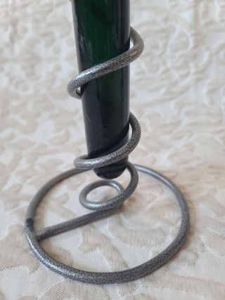 Conjunto Portavelas Vidrio Verde y Metal