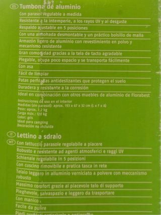 Tumbona aluminio reclinable Florabest