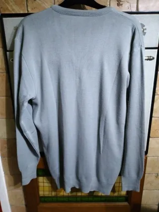 Pullover Uomo Grigio Scollo V XXL