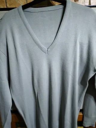 Pullover Uomo Grigio Scollo V XXL