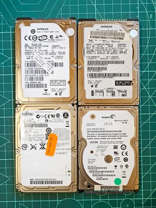 Lote 4 HDD portátil 2,5” SATA + IDE (160–250GB)
