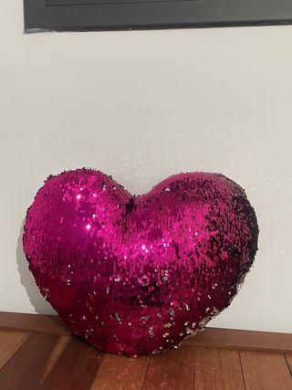 Cojín Corazón Lentejuelas Rosa y Plata ¡NUEVO!