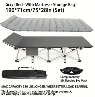 Tumbona plegable con colchón y bolsa