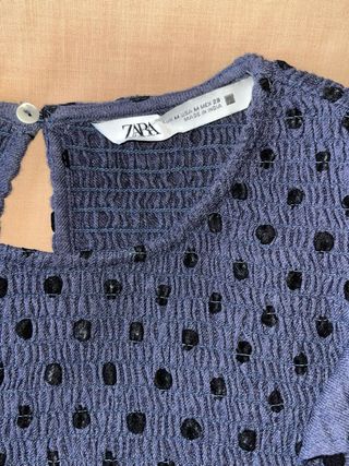 Camisa Zara azul lunares manga larga