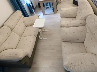 Set di 3 divani in tessuto beige e verde