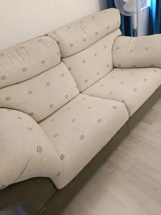 Set di 3 divani in tessuto beige e verde