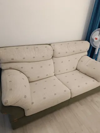 Set di 3 divani in tessuto beige e verde