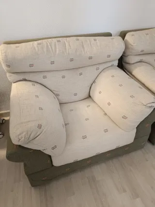 Set di 3 divani in tessuto beige e verde