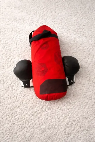 Saco boxeo y guantes principiante