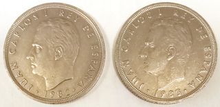 Lote dos monedas españolas de 50 ptas 1982 y 1983