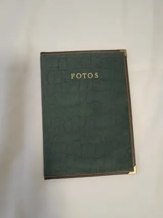 Álbum de fotos vintage verde piel y dorado 23x16