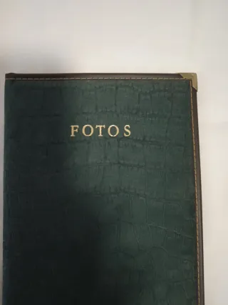 Álbum de fotos vintage verde piel y dorado 23x16