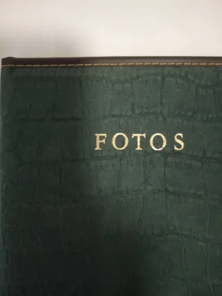 Álbum de fotos vintage verde piel y dorado 23x16