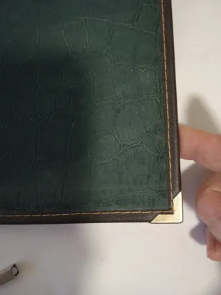 Álbum de fotos vintage verde piel y dorado 23x16