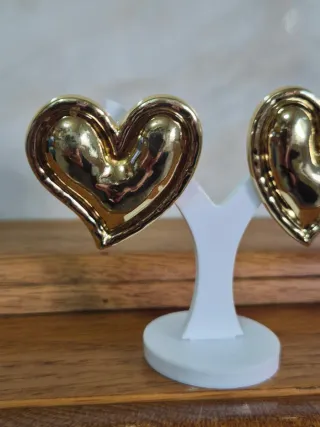 Pendientes Corazón Dorados Estilo Zara