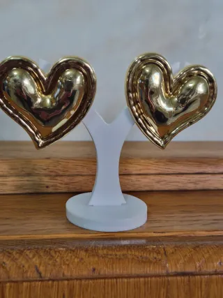 Pendientes Corazón Dorados Estilo Zara