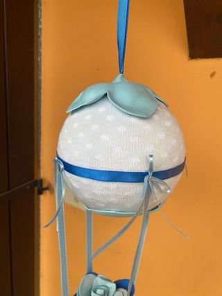 Fiocco nascita mongolfiera azzurro fatto a mano
