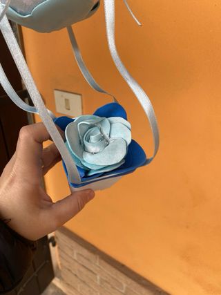 Fiocco nascita mongolfiera azzurro fatto a mano