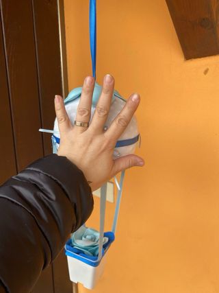 Fiocco nascita mongolfiera azzurro fatto a mano