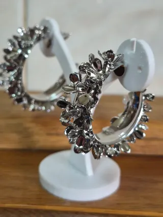 Aros Flores Zara Acero Plata