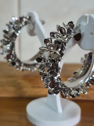 Aros Flores Zara Acero Plata