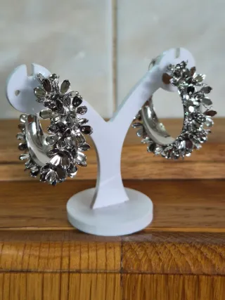 Aros Flores Zara Acero Plata