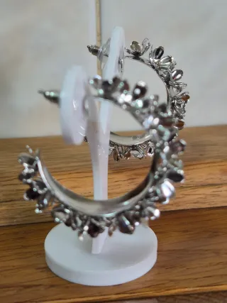 Aros Flores Zara Acero Plata