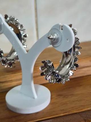 Aros Flores Zara Acero Plata