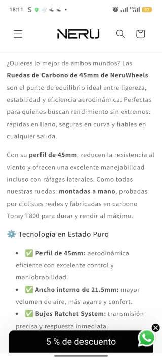 Solo ruedas completas de carbono está para entrena