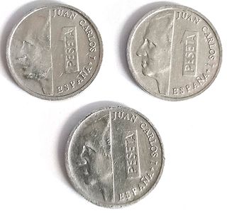 Lote 3 monedas España de 1 pta 1994, 1997 y 1998