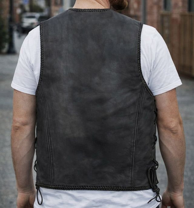 Chaleco de cuero para moto Talla L