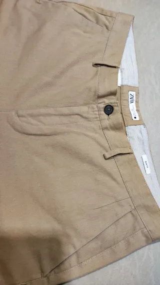 Pantaloni Zara Uomo Beige in Cotone