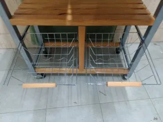 Mesilla auxiliar cocina madera y metal