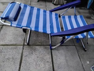 Silla Playa Plegable Azul y Blanca