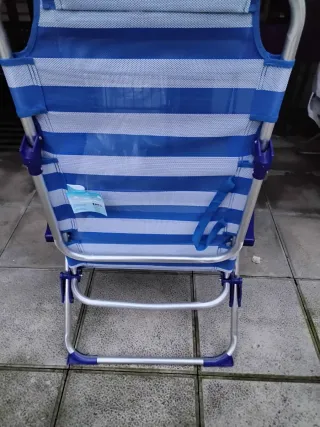 Silla Playa Plegable Azul y Blanca