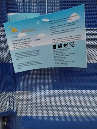 Silla Playa Plegable Azul y Blanca