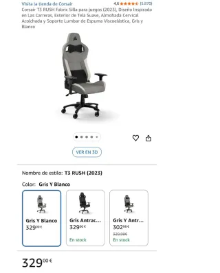 Silla Gaming Corsair T3 Rush NUEVA