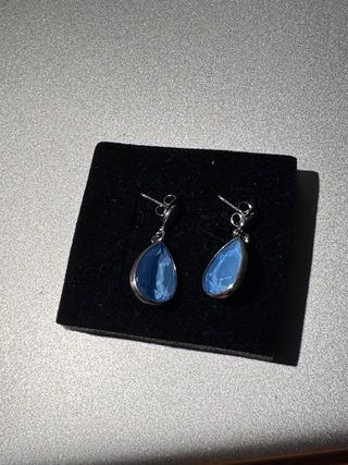 Pendientes lágrima piedra azul y plata