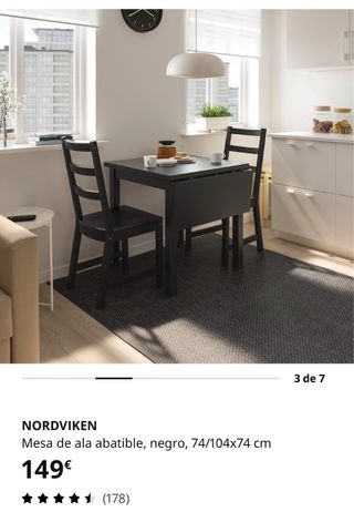 Mesa abatible NORDVIKEN Ikea 74/104x74cm