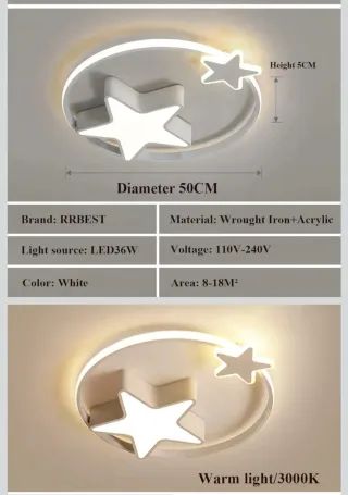 Lámpara Techo Estrella LED con Mando