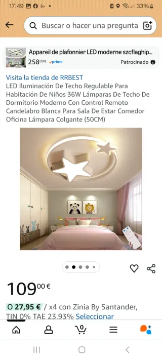 Lámpara Techo Estrella LED con Mando