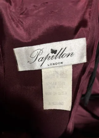 Vestido largo fiesta dorado y burdeos.