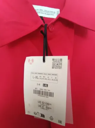 Camisa Zara Ancha Roja