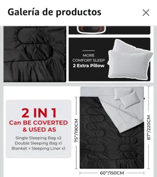 Saco de dormir 2 en 1 convertible