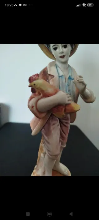 Ceramica Ponte Bassano contadino con gallo