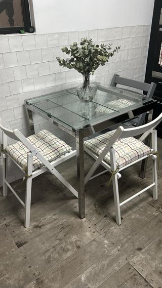 Mesa extensible cocina/comedor cristal Ike GLIVARP