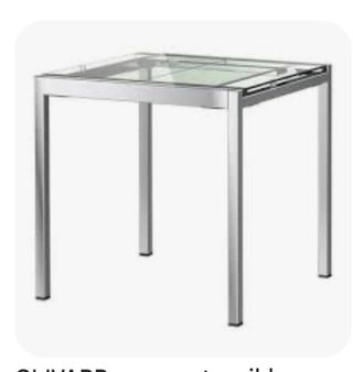 Mesa extensible cocina/comedor cristal Ike GLIVARP