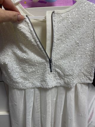 Vestido niña Atosa beige/blanco lentejuelas