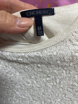 Vestido niña Atosa beige/blanco lentejuelas