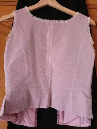 Falda larga negra y corpiño rosa palo